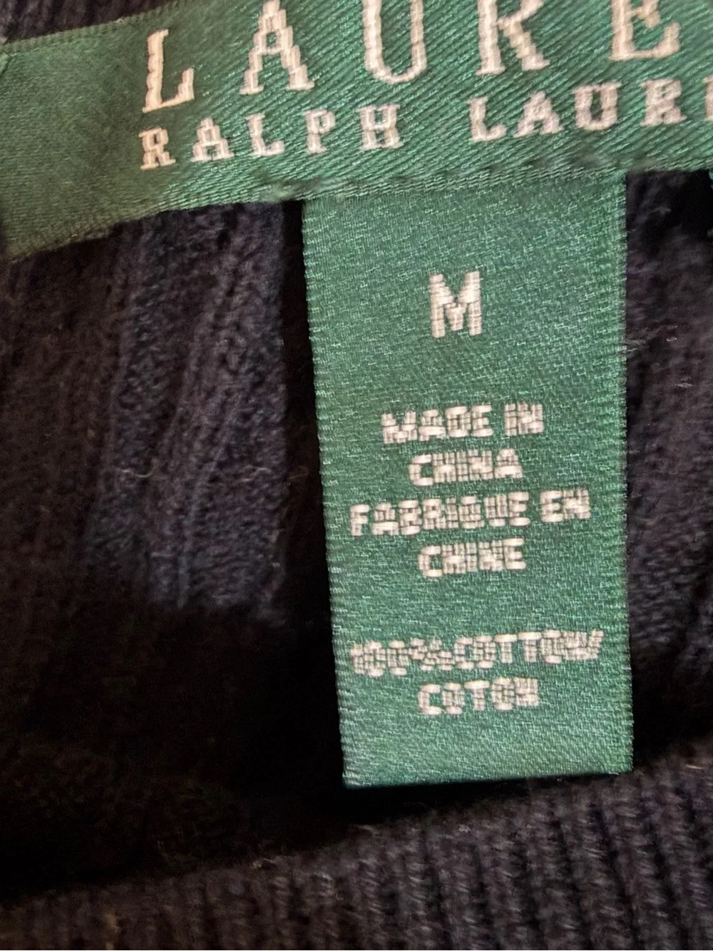 Lauren Ralph Lauren Black Cable Knit Gold Button Shoulder Sweater Cotton M Fall